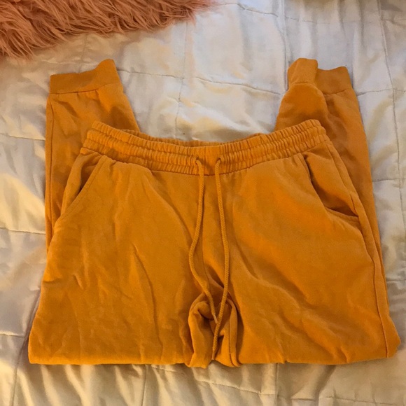 Forever 21 Pants - mustard fleece-lined joggers
